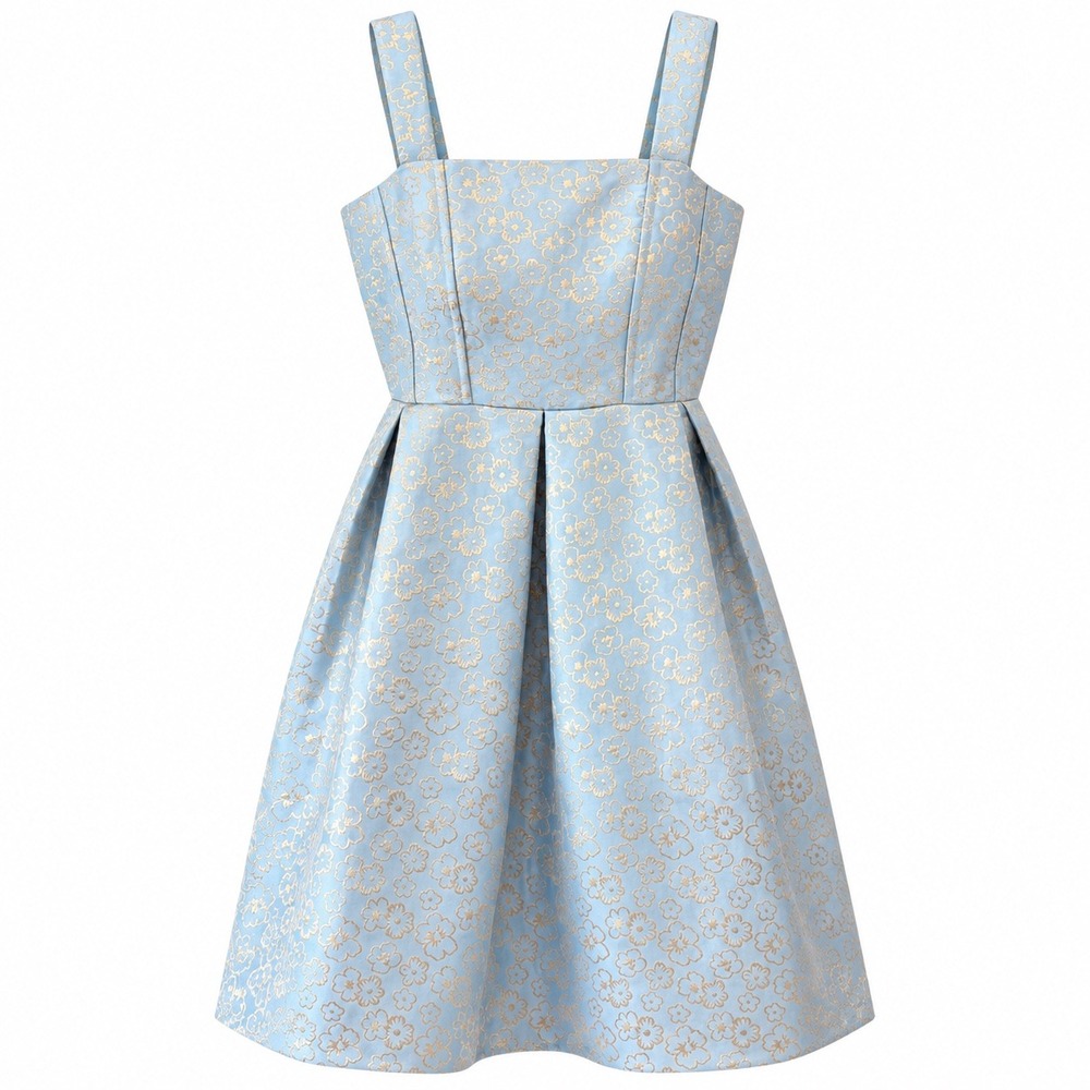Speechless Kids Girls Blue Gold Floral Brocade Pleated Party Dress Size 14